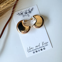 Load image into Gallery viewer, Golden Crescent Hoops – Sculptural Everyday Earrings
