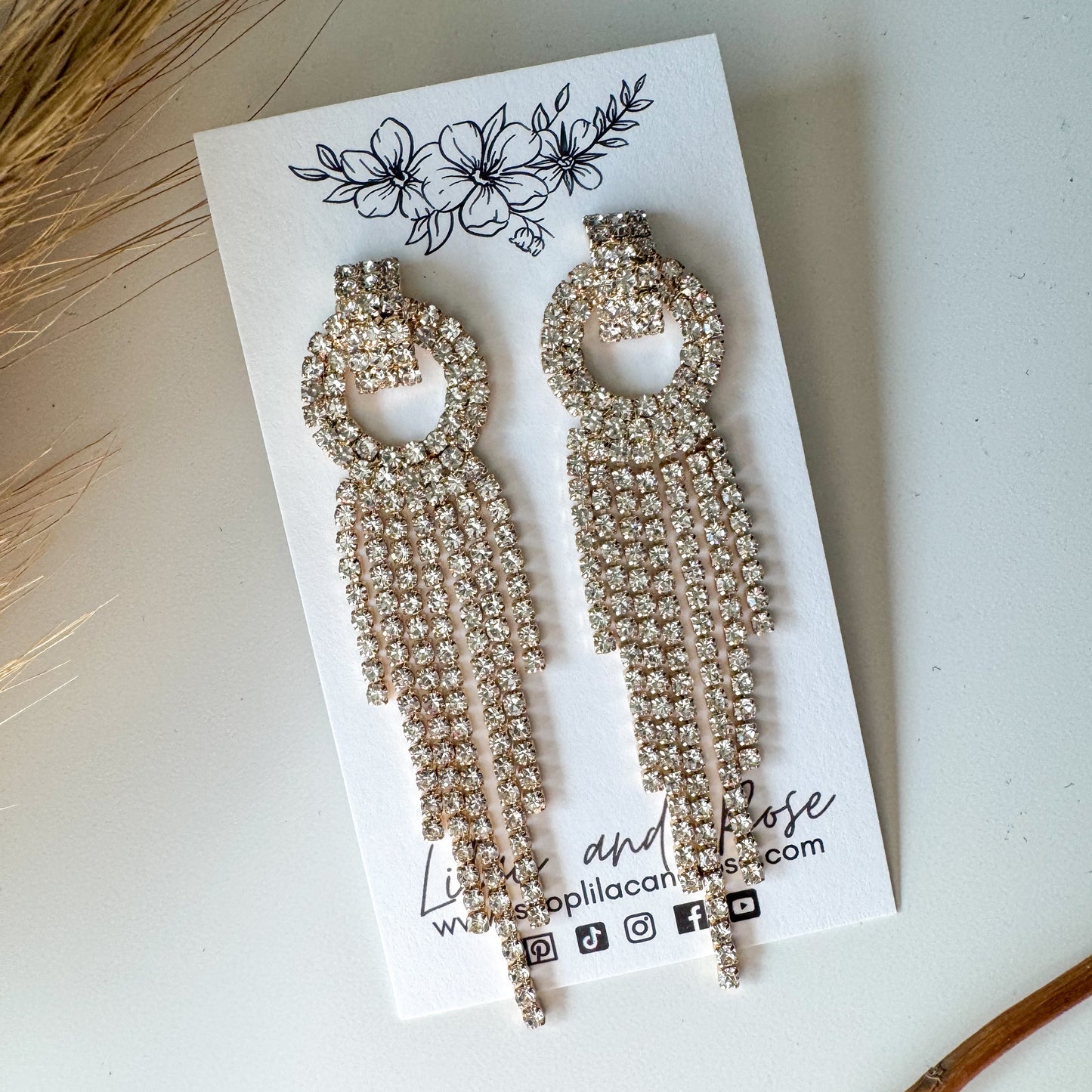 ✨ Pave Tassel Dangle Earrings