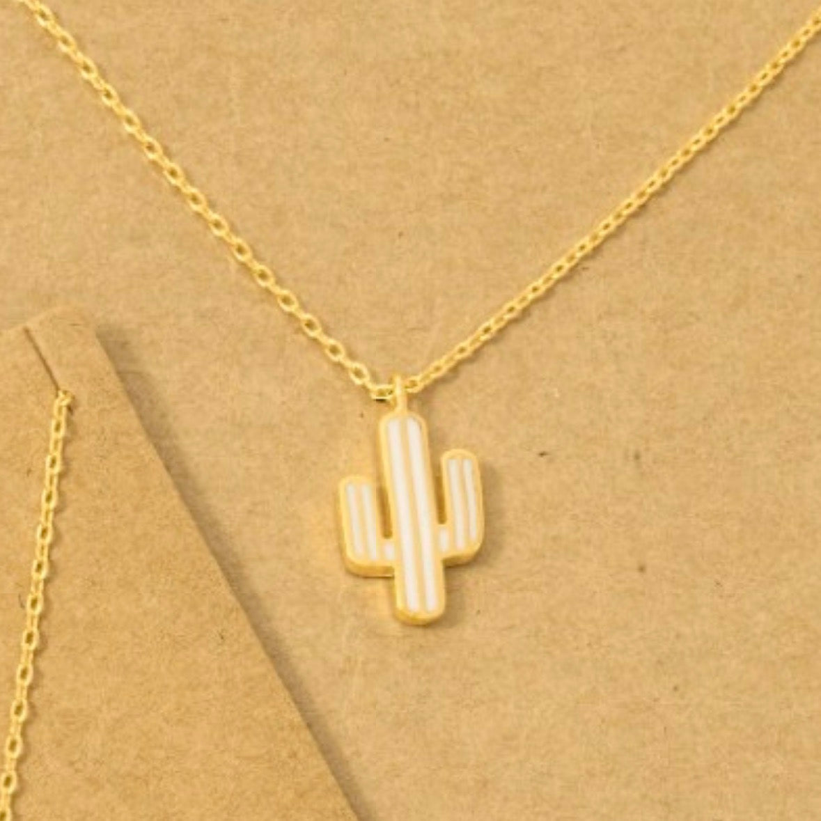 ✨ White Striped Cactus Necklace