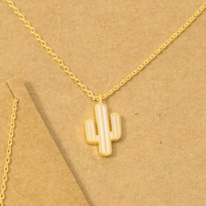 ✨ White Striped Cactus Necklace
