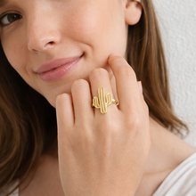 Load image into Gallery viewer, Gold Dipped Delicate Adjustable Cactus Ring
