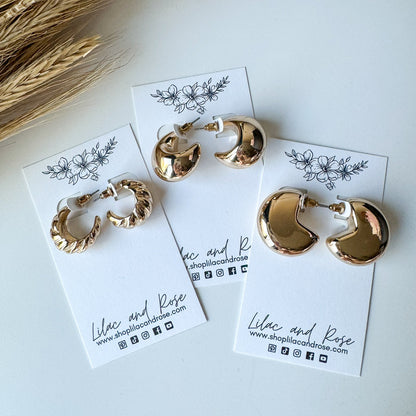 ✨ Golden Crescent Hoops – Sculptural Everyday Earrings