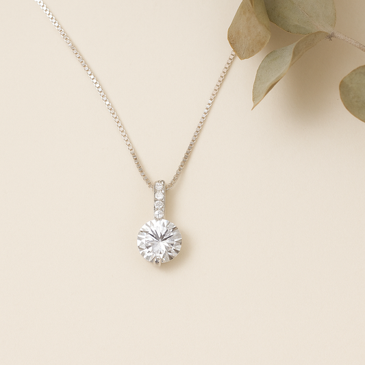 minimalist solitaire CZ necklace