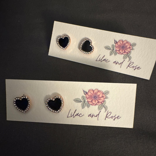 cubic zirconia black heart earrings bold sparkle