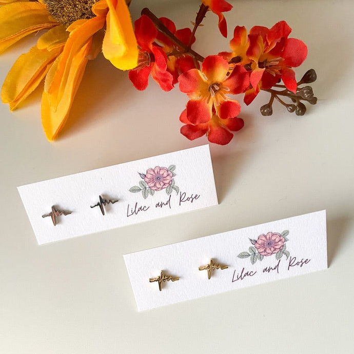 heartbeat stud earrings minimalist design