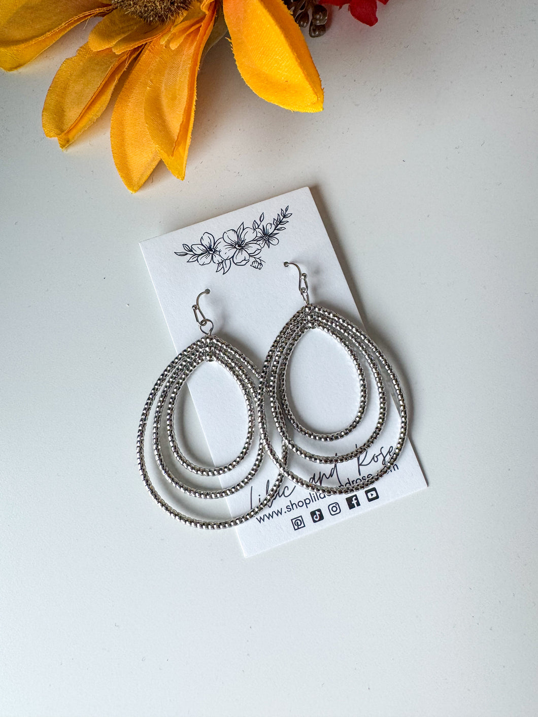 Three Tear Drop Dangle Earrings