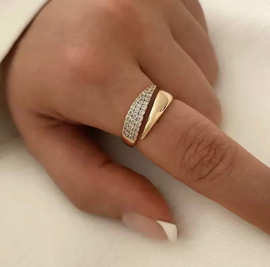 ✨ Adjustable Stainless Steel Gold CZ Ring