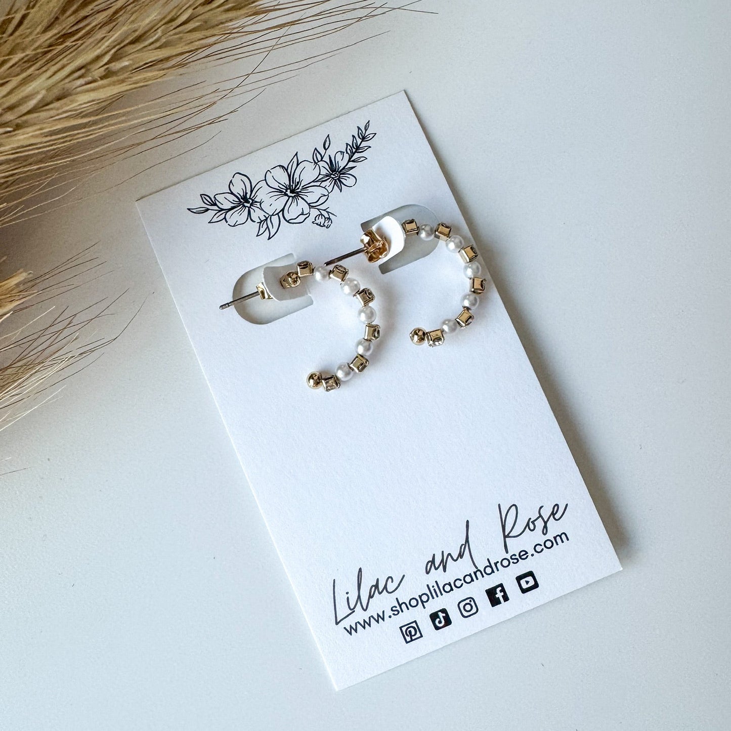 pearl and cube hoop earrings gift ready