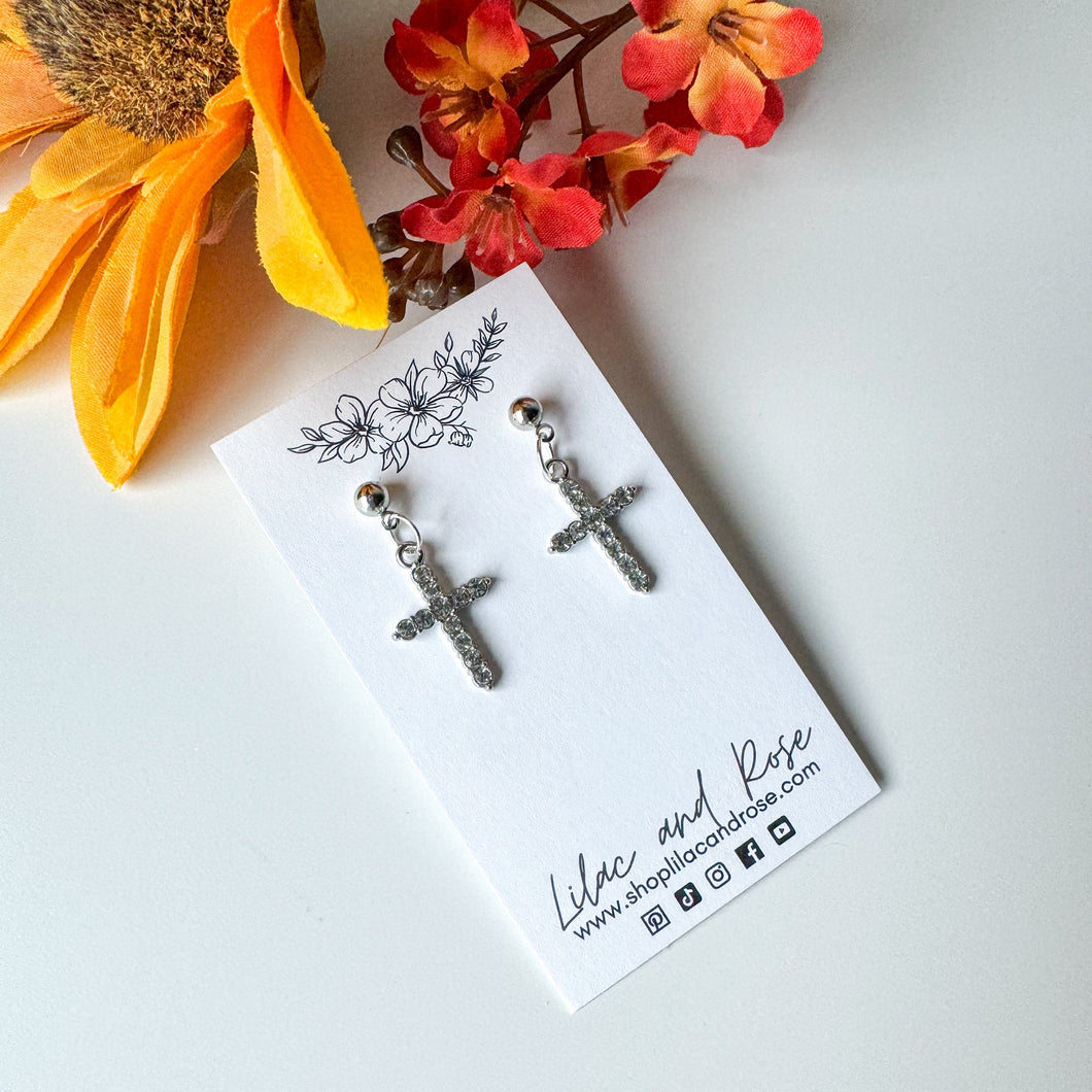 CZ Cross Earrings