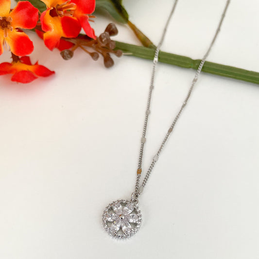 ✨ CZ Round Flower Necklace