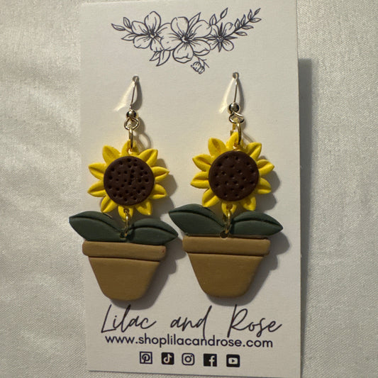 sunflower earrings polymer clay plant lover gif