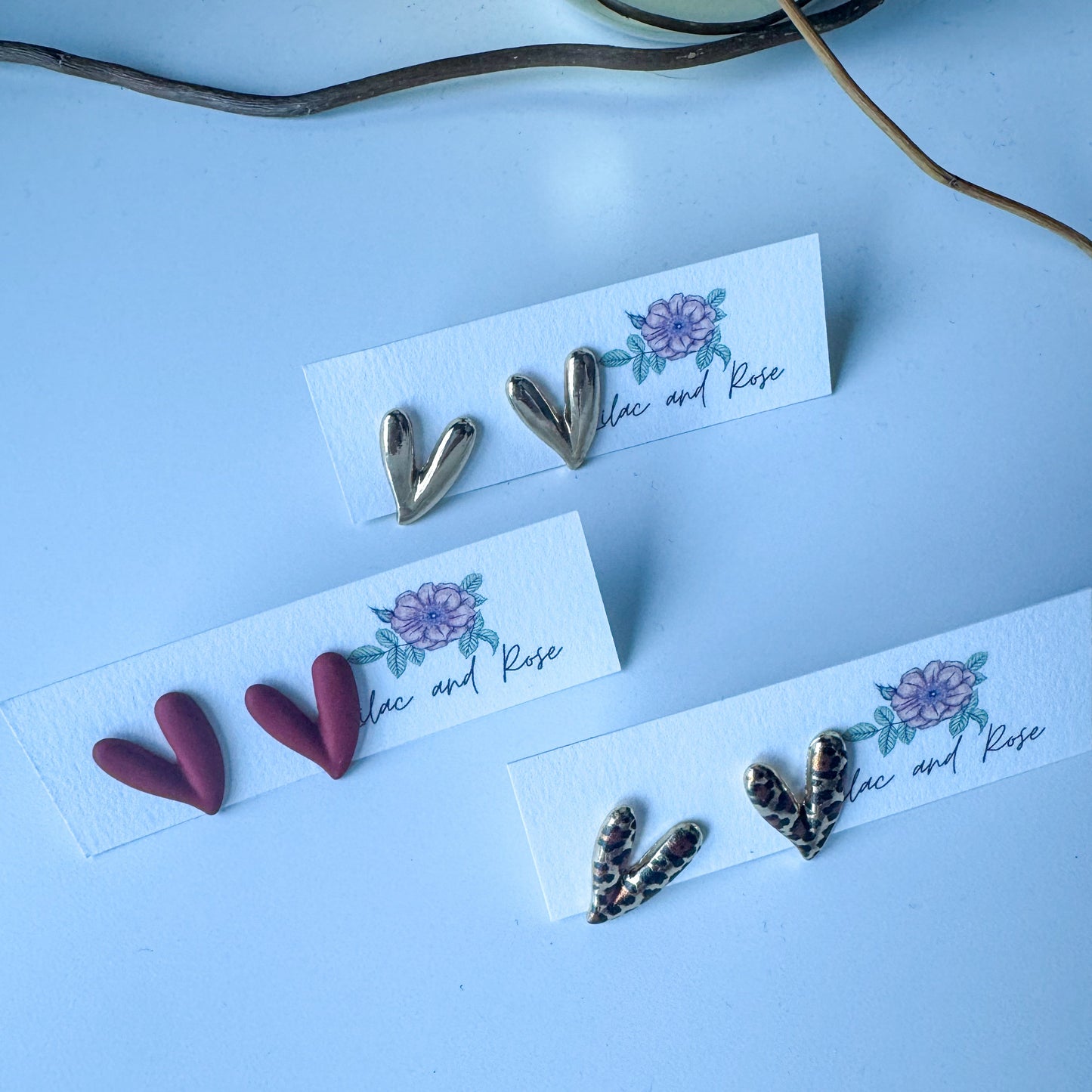 retro inspired heart studs lightweight hypoallergenic jewelry