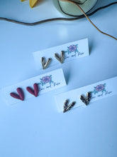 Load image into Gallery viewer, Red Vintage Heart Stud Earrings
