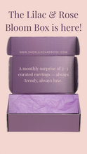 Load image into Gallery viewer, Lilac &amp; Rose Bloom Box: Earrings Edition — Monthly Jewelry Subscription Box
