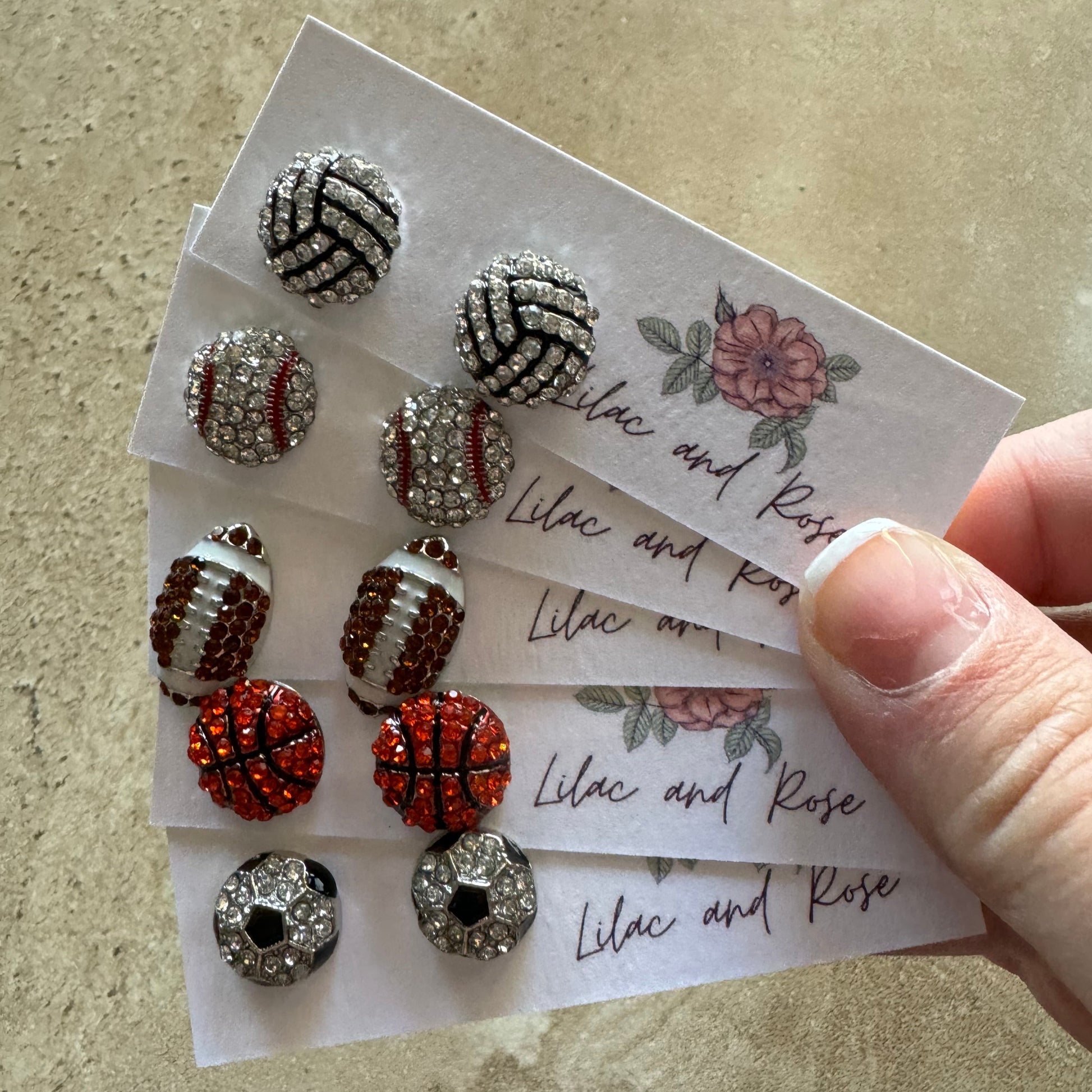 sparkly sports studs lightweight hypoallergenic jewelry