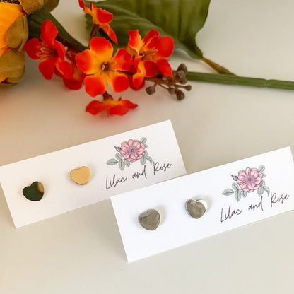 Petite stainless steel heart earrings