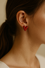 Load image into Gallery viewer, Red Vintage Heart Stud Earrings
