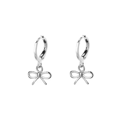 line bow hoop earrings gold silver Lilac and Rose