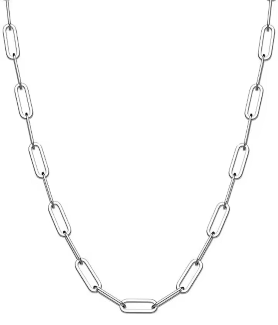 minimalist paperclip chain layering necklace hypoallergenic