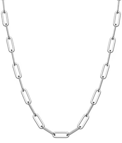 minimalist paperclip chain layering necklace hypoallergenic