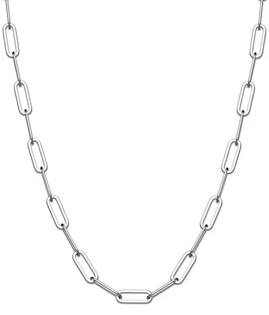 minimalist paperclip chain layering necklace hypoallergenic