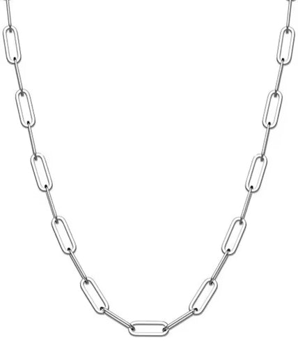 minimalist paperclip chain layering necklace hypoallergenic