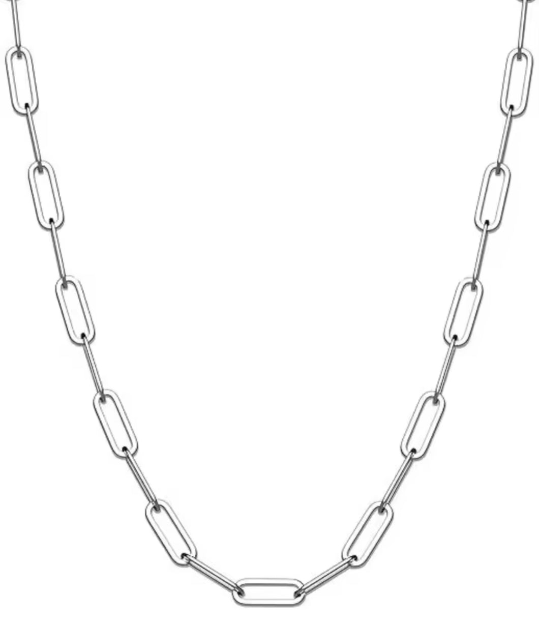 minimalist paperclip chain layering necklace hypoallergenic