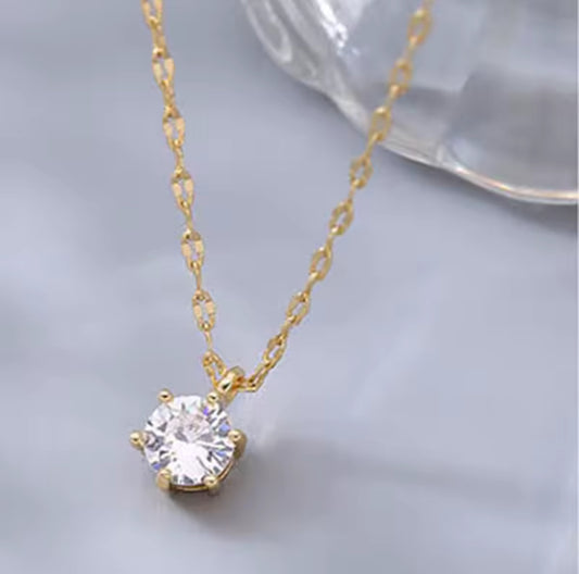 dainty gold CZ necklace sparkle minimalist