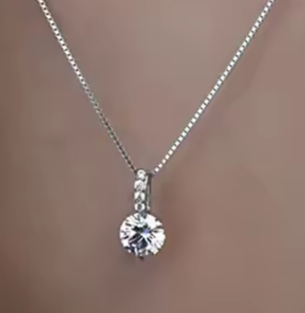 Solitaire cubic zirconia dainty necklace