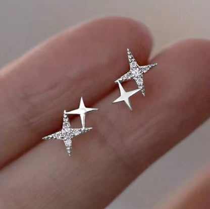 CZ Double Flower Stud Earrings