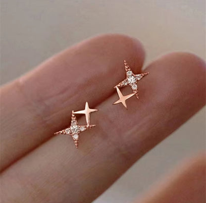 CZ Double Flower Stud Earrings