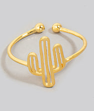 Load image into Gallery viewer, Gold Dipped Delicate Adjustable Cactus Ring

