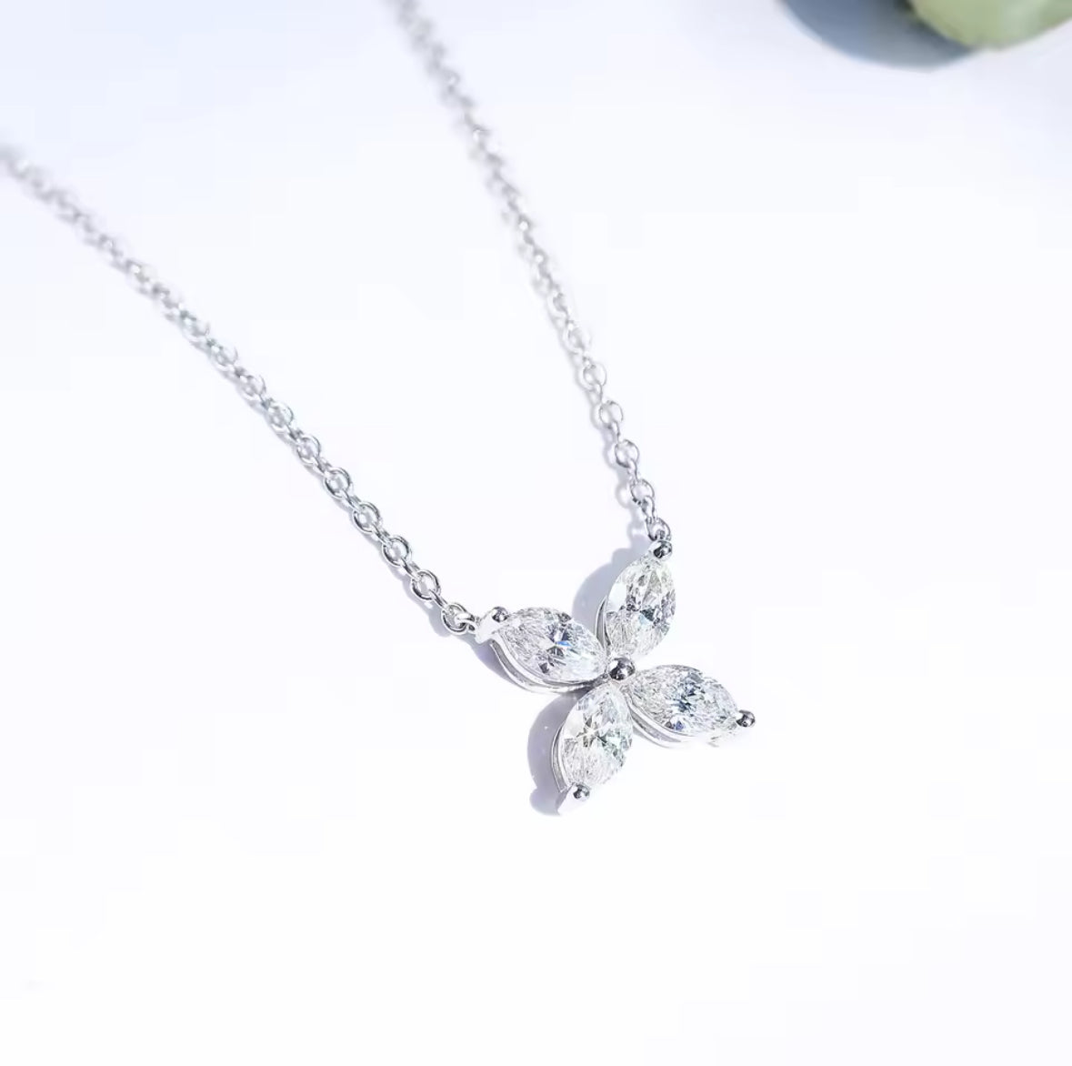 sterling silver clover necklace Lilac and Rose