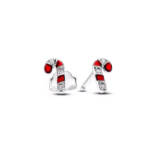 sterling silver mini candy cane stud earrings holiday Lilac and Rose