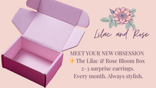 Load image into Gallery viewer, Lilac &amp; Rose Bloom Box: Earrings Edition — Monthly Jewelry Subscription Box
