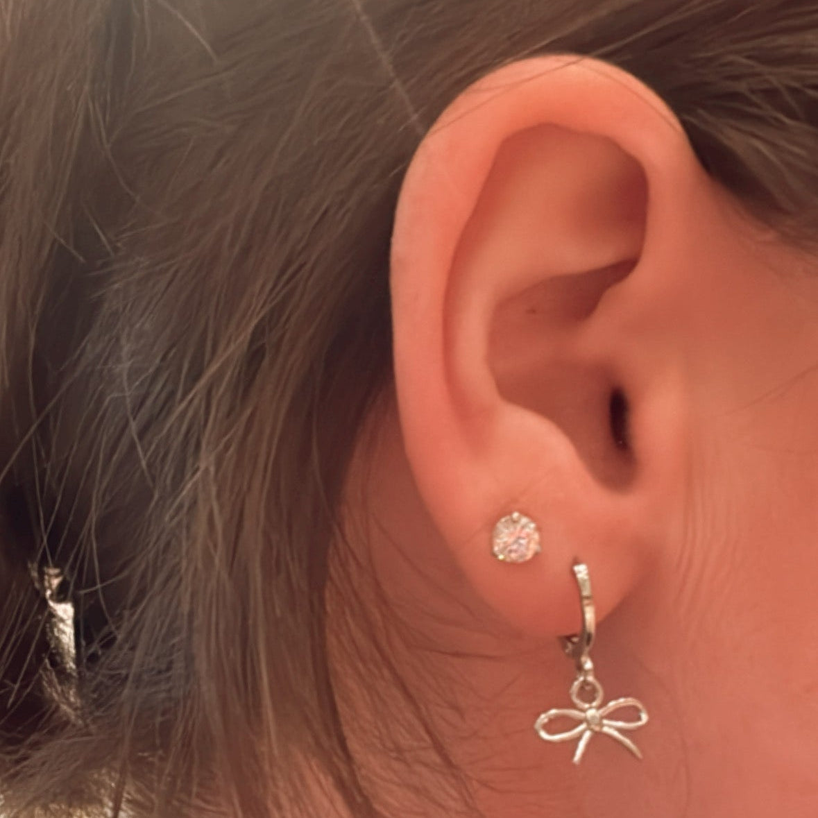 feminine modern bow hoops gift ready