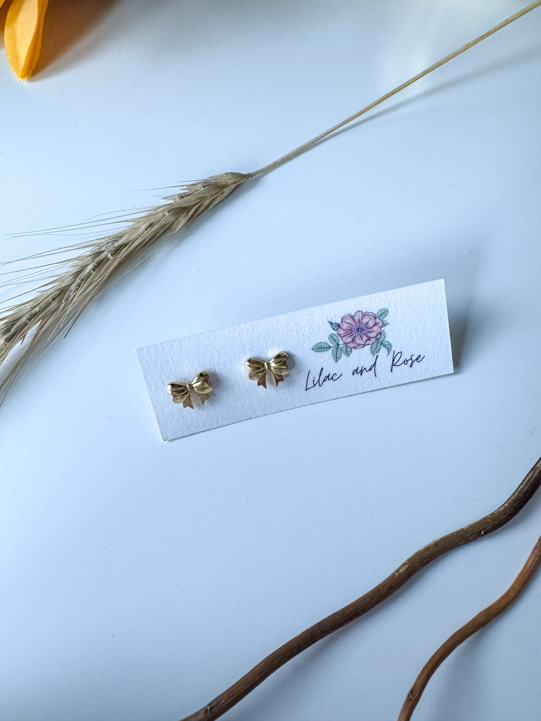 Gold Bow Stud Earrings