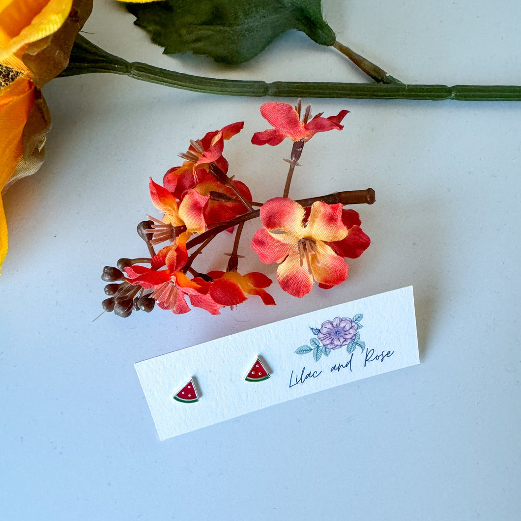 Watermelon Slice Stud Earrings