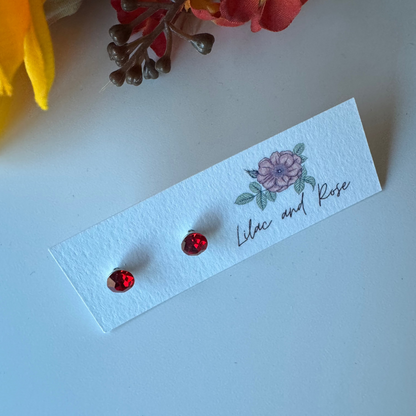 CZ stud earrings round cut sparkle Lilac and Rose