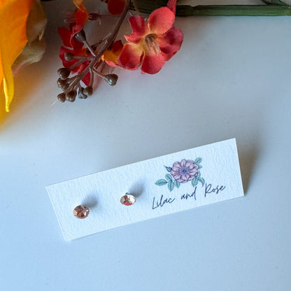 CZ stud earrings round cut sparkle Lilac and Rose