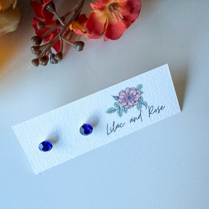 CZ stud earrings round cut sparkle Lilac and Rose