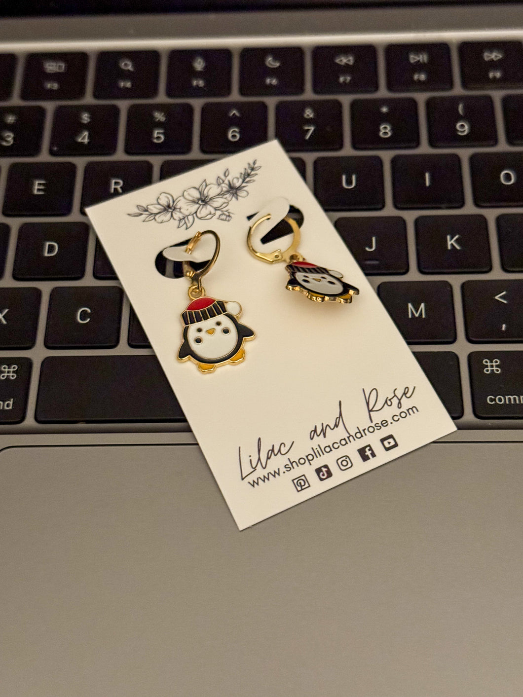 Santa Hat Penguin Earrings