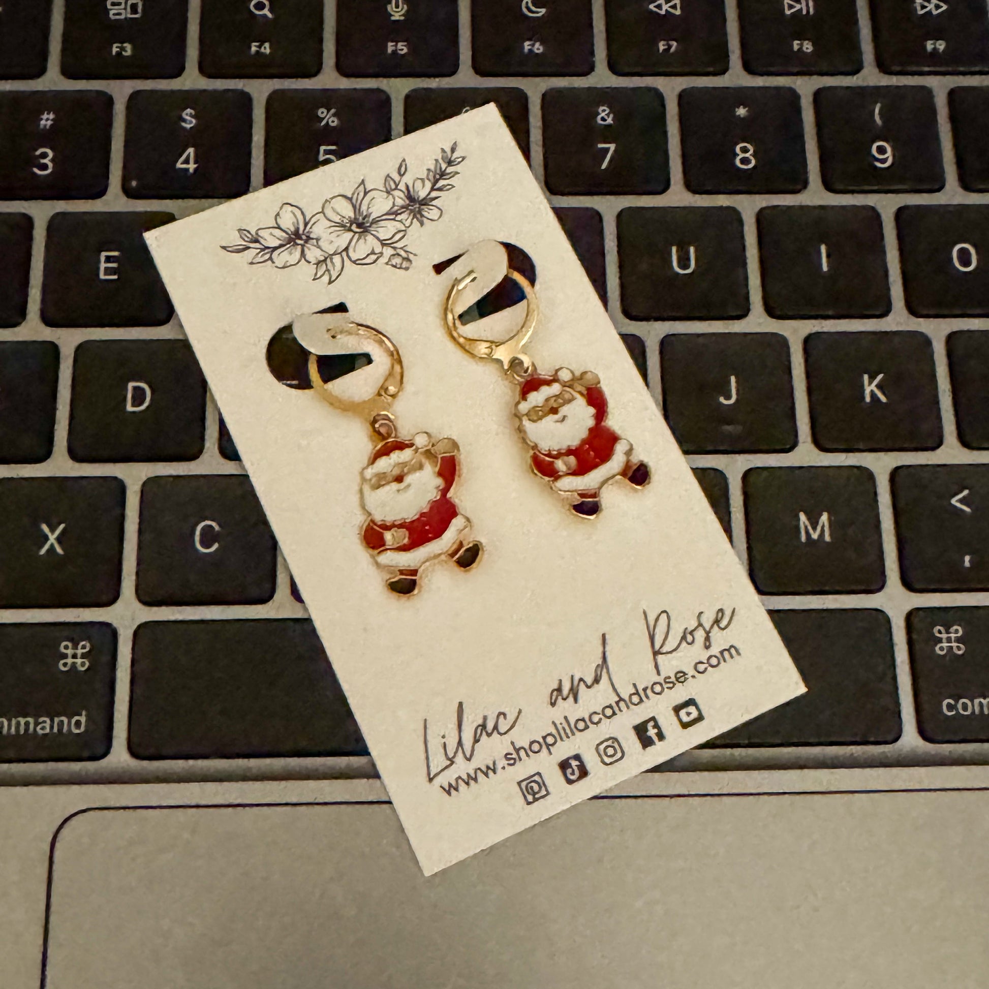 waving santa earrings holiday dangle jewelry Lilac and Rose
