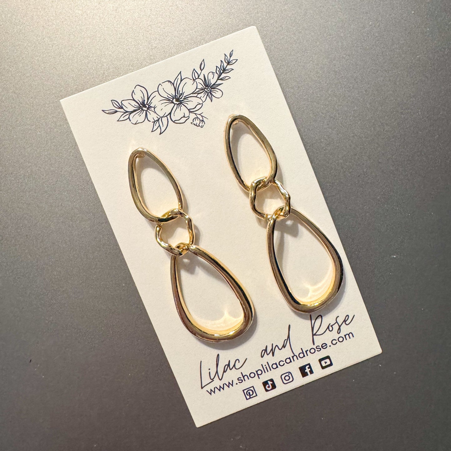 abstract oval dangle earrings gold