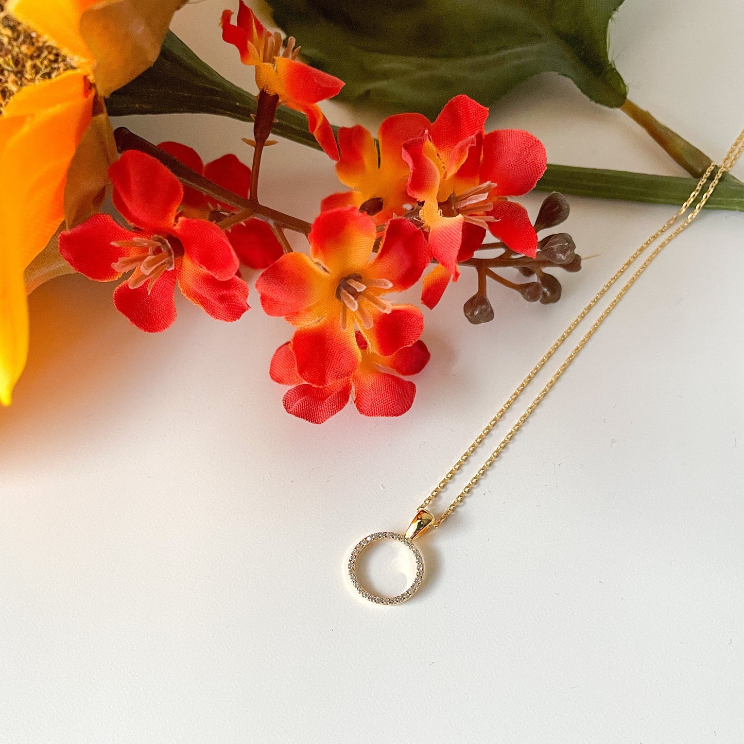 ✨ Dainty Pave Circle Cutout Necklace