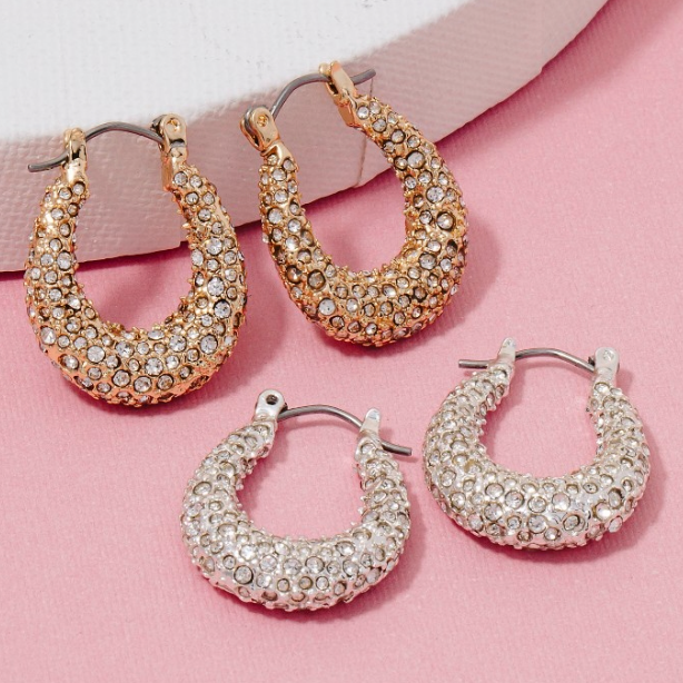 ✨ Pave Graduated Latch Hoop Earrings