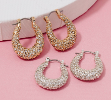 Load image into Gallery viewer, Pave Graduated Latch Hoop Earrings
