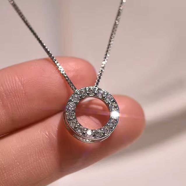 ✨ Circle Necklace With Cubic Zirconia