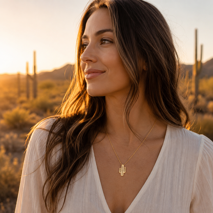 Arizona desert cactus necklace model