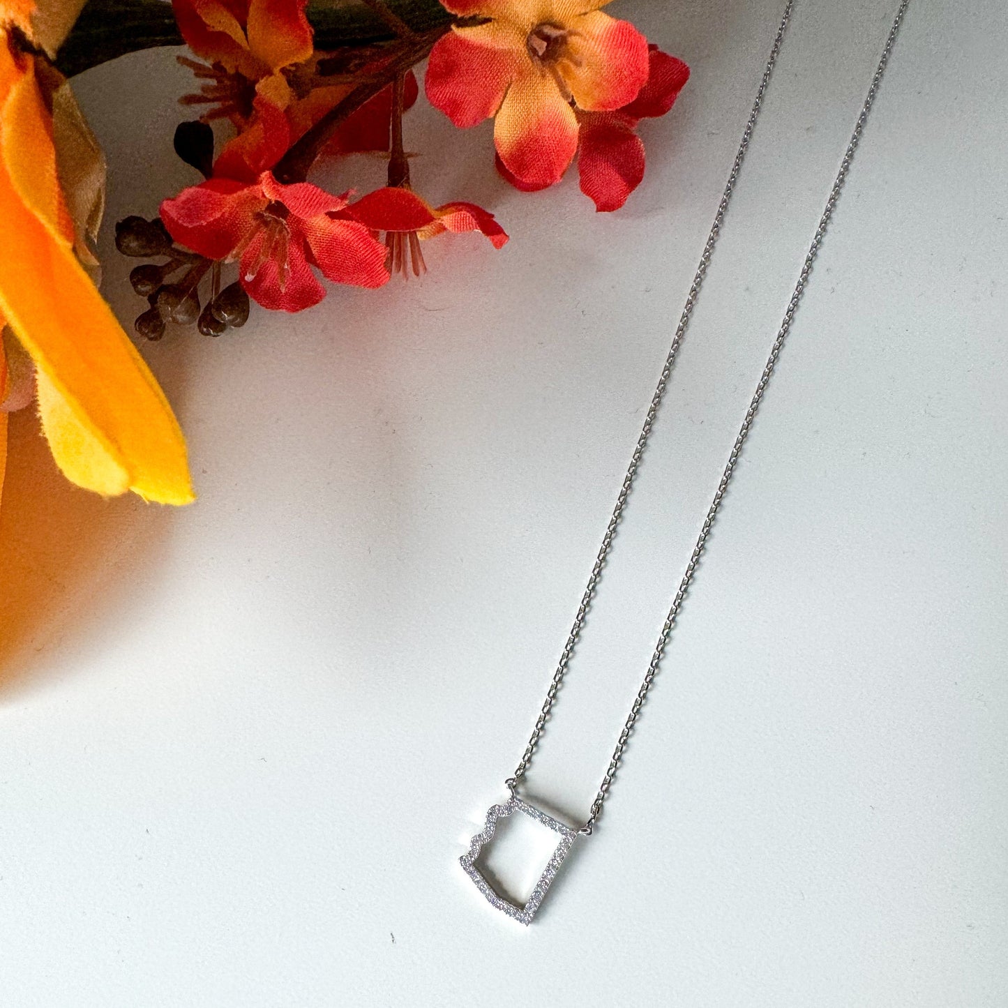 state necklace Arizona shaped sparkle gift